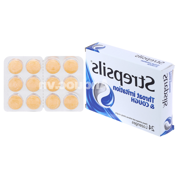 Viên ngậm Strepsils Throat Irritation & Cough 15mg sát khuẩn, tan đàm (2 vỉ x 12 viên)