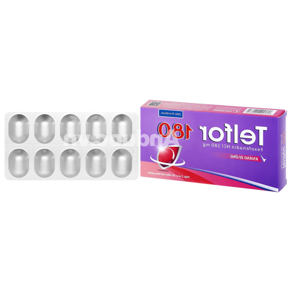Telfor 180 trị triệu chứng của bệnh mề đay mãn tính (2 vỉ x 10 viên)