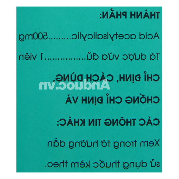 Aspirin pH8 500mg giảm đau, kháng viêm, hạ sốt (20 vỉ x 10 viên)