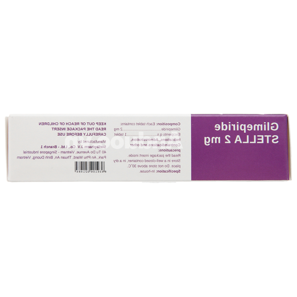 Glimepiride Stella 2mg trị đái tháo đường tuýp 2 (3 vỉ x 10 viên)