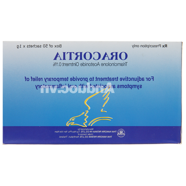 Thuốc mỡ Oracortia 0.1% trị viêm nhiễm khoang miệng (50 túi nhôm x 1g)