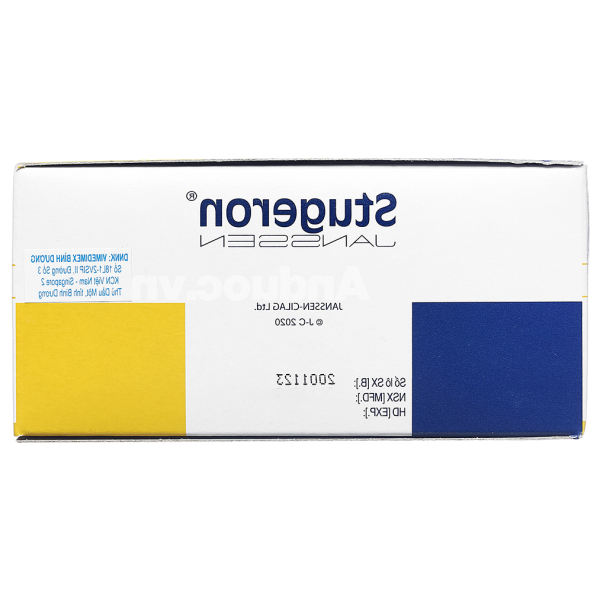 Stugeron 25mg trị rối loạn tuần hoàn não, say tàu xe (25 vỉ x 10 viên)