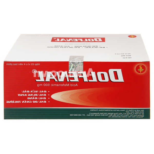 Dolfenal 500mg trị cơn đau nhẹ đến trung bình (25 vỉ x 4 viên)