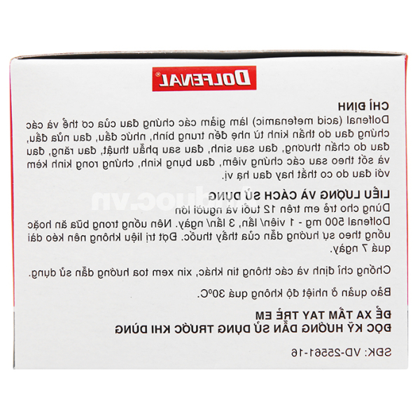 Dolfenal 500mg trị cơn đau nhẹ đến trung bình (25 vỉ x 4 viên)