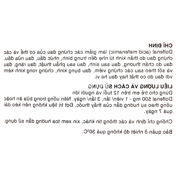 Dolfenal 500mg trị cơn đau nhẹ đến trung bình (25 vỉ x 4 viên)