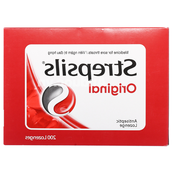 Viên ngậm Strepsils Original kháng khuẩn, giảm đau họng (100 gói x 2 viên)