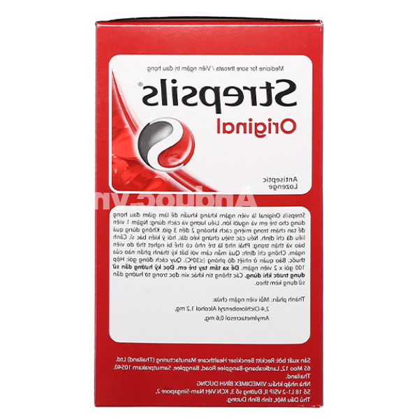 Viên ngậm Strepsils Original kháng khuẩn, giảm đau họng (100 gói x 2 viên)