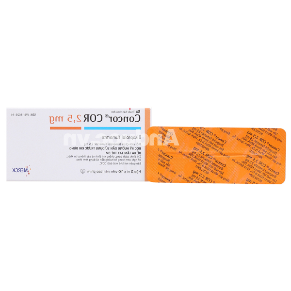 Concor 2.5mg trị bệnh suy tim mạn tính ổn định (3 vỉ x 10 viên)