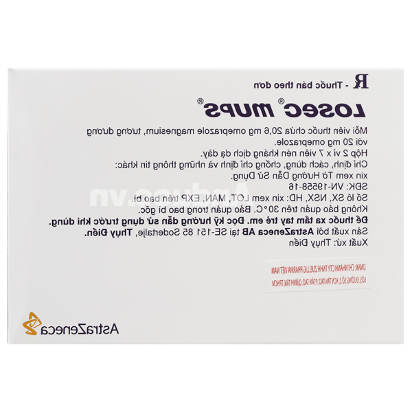 Losec Mups 20mg trị trào ngược dạ dày, thực quản (2 vỉ x 7 viên)