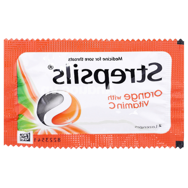 Viên ngậm Strepsils Orange With Vitamin C giảm đau họng (50 gói x 2 viên)