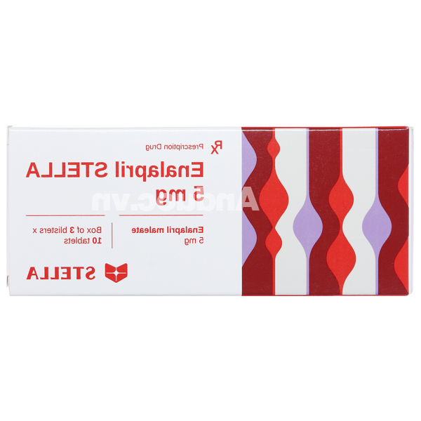 Enalapril Stella 5mg trị tăng huyết áp, suy tim (3 vỉ x 10 viên)