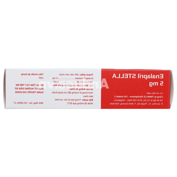 Enalapril Stella 5mg trị tăng huyết áp, suy tim (3 vỉ x 10 viên)