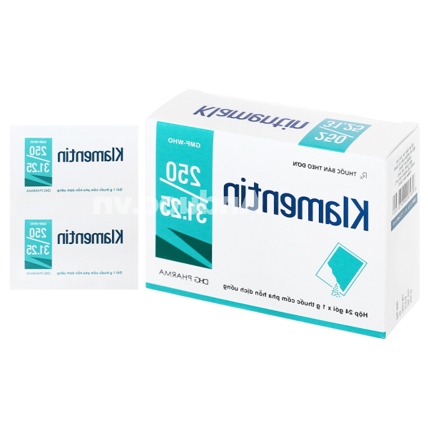 Cốm pha hỗn dịch uống Klamentin 250/31.25 trị nhiễm khuẩn (24 gói x 1g)