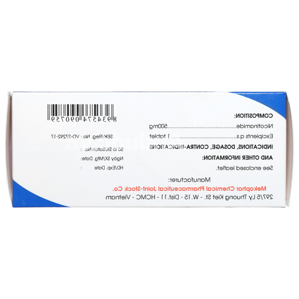 Vitamin PP Mekophar 500mg trị thiếu nicotinamide (10 vỉ x 10 viên)