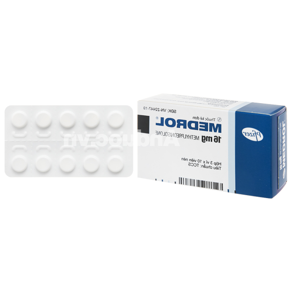 Medrol 16mg thuốc kháng viêm (3 vỉ x 10 viên)