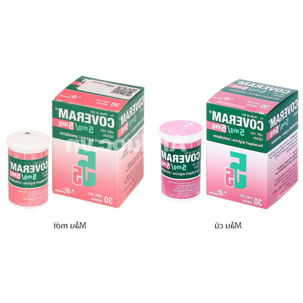 Coveram 5mg/5mg trị tăng huyết áp, mạch vành hộp 30 viên