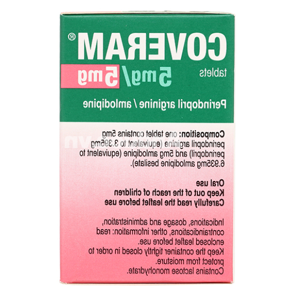 Coveram 5mg/5mg trị tăng huyết áp, mạch vành hộp 30 viên