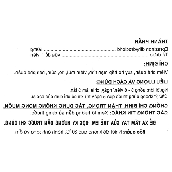 Eprazinone Mebiphar 50mg trị viêm phế quản, suy hô hấp, viêm mũi (3 vỉ x 10 viên)