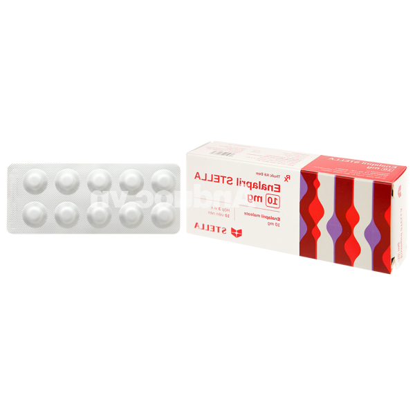 Enalapril Stella 10mg trị tăng huyết áp, suy tim sung huyết (3 vỉ x 10 viên)