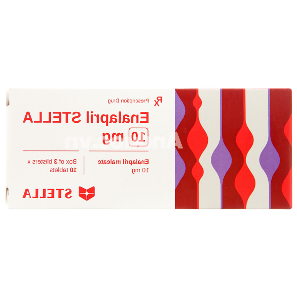 Enalapril Stella 10mg trị tăng huyết áp, suy tim sung huyết (3 vỉ x 10 viên)
