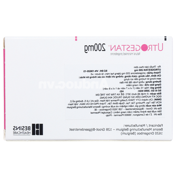 Utrogestan 200mg trị các rối loạn do thiếu progesterone hộp 15 viên