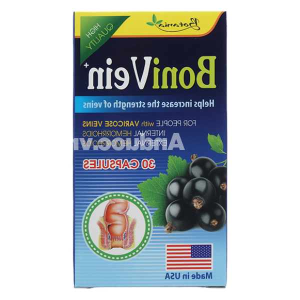 BoniVein hỗ trợ giảm trĩ, suy giãn tĩnh mạch hộp 30 viên