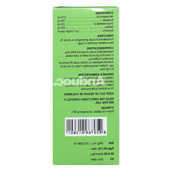 Eugica trị ho, đau họng, sổ mũi, cảm cúm, long đàm (10 vỉ x 10 viên)