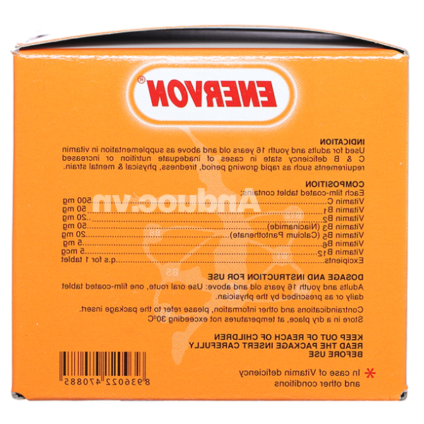 Enervon bổ sung vitamin nhóm B và vitamin C (10 vỉ x 10 viên)