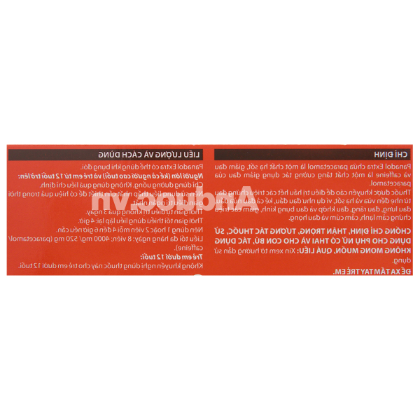 Panadol Extra giảm đau hạ sốt (15 vỉ x 12 viên)