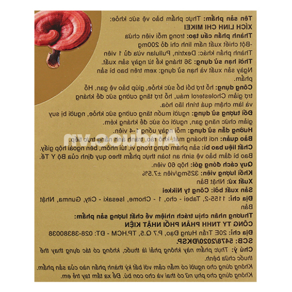 Xích Linh Chi Mikei hỗ trợ tăng đề kháng, hạ mỡ máu gói 60 viên