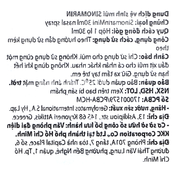 Xịt mũi Sinomarin Mini Spray giảm nghẹt mũi, sung huyết mũi chai 30ml