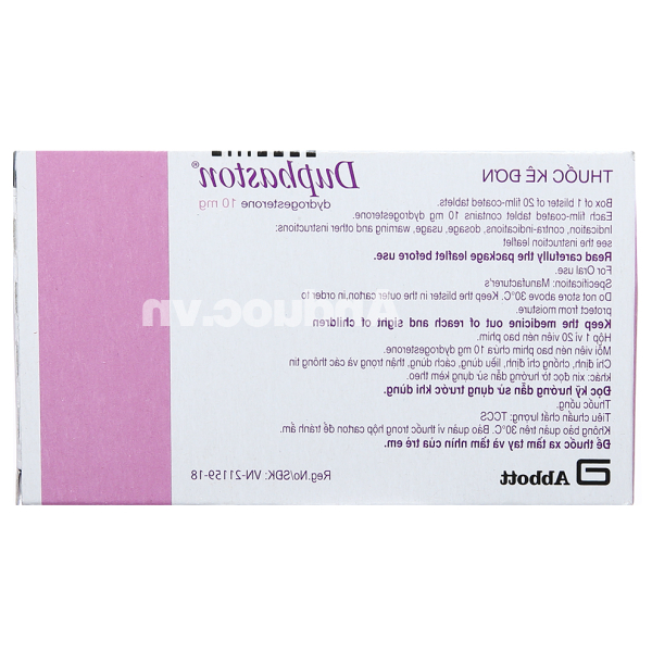 Duphaston 10mg điều hòa kinh nguyệt, trị dọa sảy thai (1 vỉ x 20 viên)