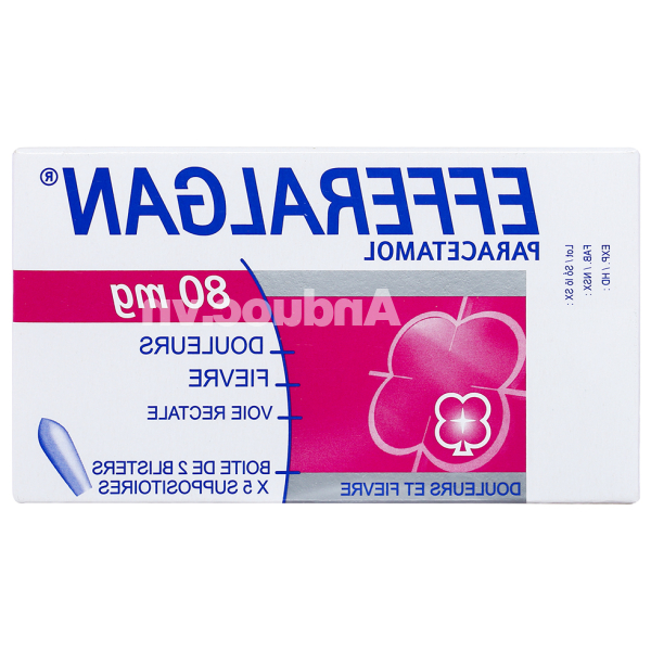 Viên đặt trực tràng Efferalgan 80mg giảm đau, hạ sốt (2 vỉ x 5 viên)