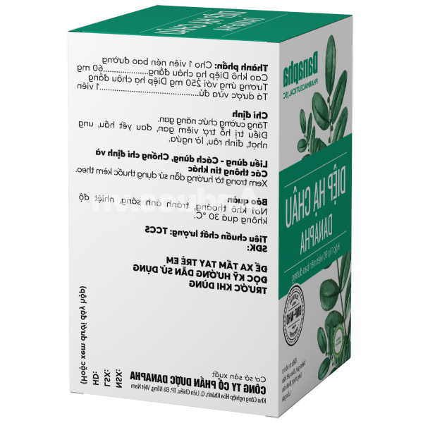 Diệp Hạ Châu Danapha 60mg tăng cường chức năng gan lọ 90 viên