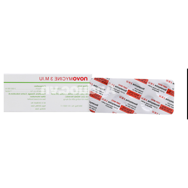 Novomycine 3MIU trị nhiễm khuẩn da, đường hô hấp (2 vỉ x 5 viên)