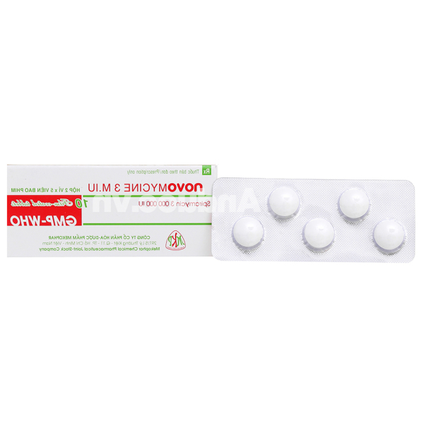Novomycine 3MIU trị nhiễm khuẩn da, đường hô hấp (2 vỉ x 5 viên)