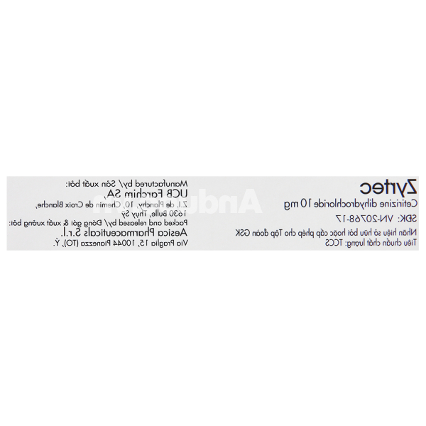 Zyrtec 10mg trị viêm mũi dị ứng, mề đay (1 vỉ x 10 viên)