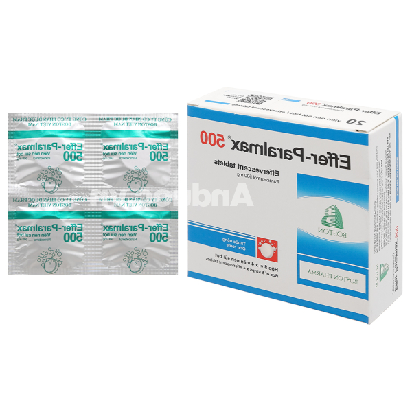 Viên sủi Effer-Paralmax 500 giảm đau từ nhẹ đến vừa, hạ sốt (5 vỉ x 4 viên)