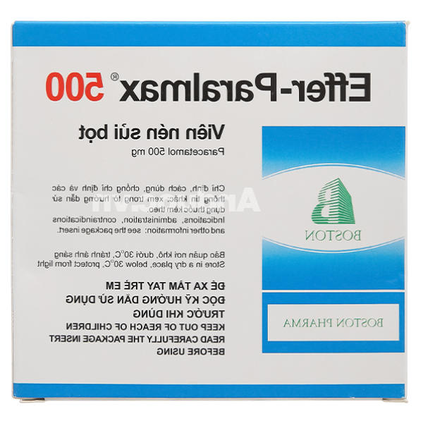 Viên sủi Effer-Paralmax 500 giảm đau từ nhẹ đến vừa, hạ sốt (5 vỉ x 4 viên)