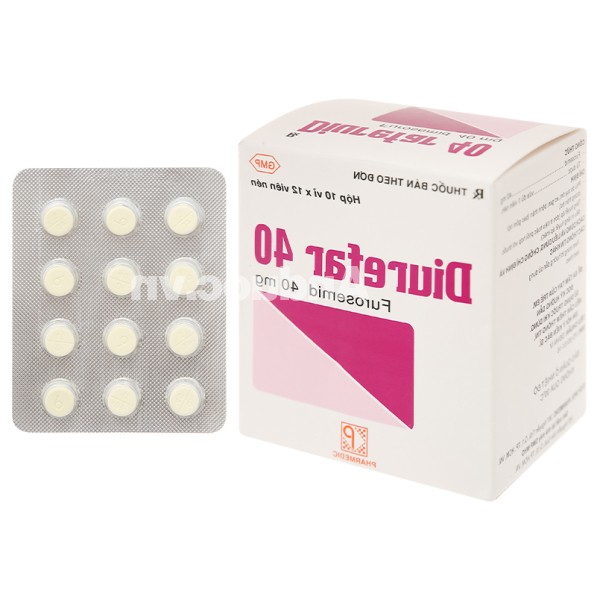 Diurefar 40 trị phù do suy tim, xơ gan, bệnh thận, tăng huyết áp (10 vỉ x 12 viên)