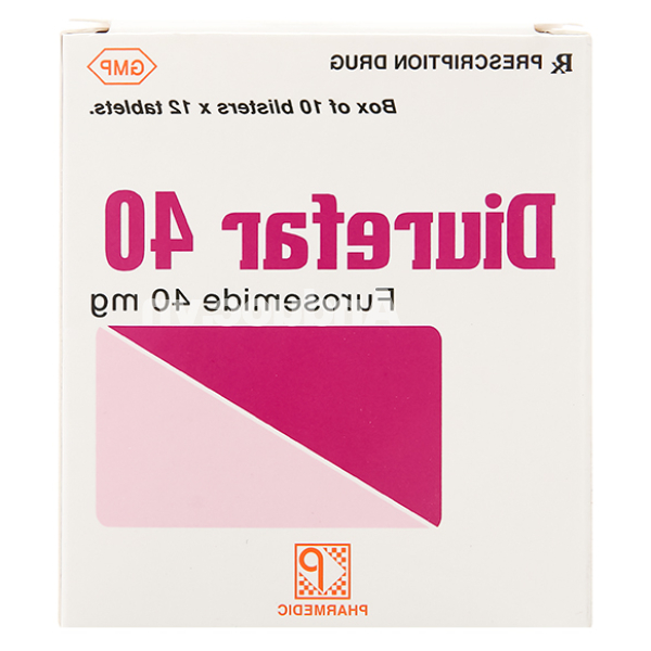 Diurefar 40 trị phù do suy tim, xơ gan, bệnh thận, tăng huyết áp (10 vỉ x 12 viên)
