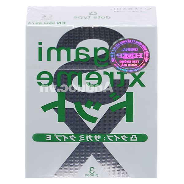 Bao cao su Sagami Xtreme gân nổi, có gai 52mm hộp 3 cái