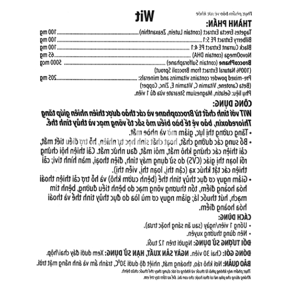 Wit tăng cường thị lực, giảm mờ, nhòe mắt chai 30 viên