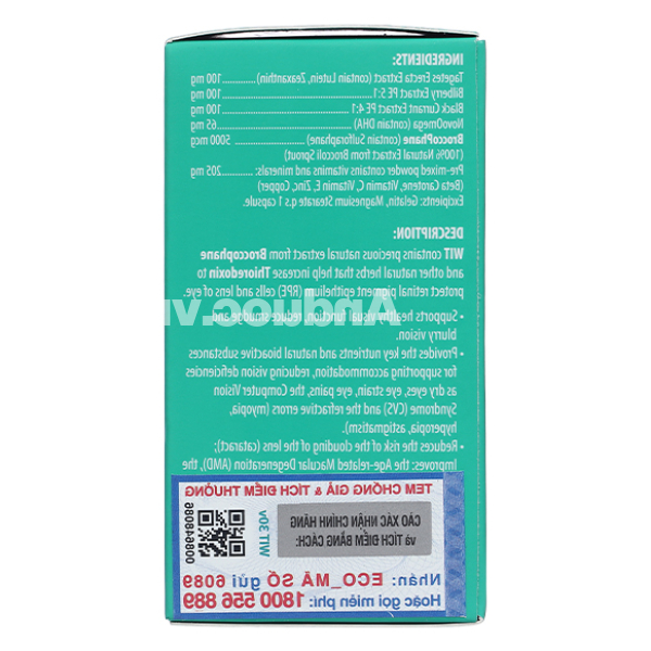 Wit tăng cường thị lực, giảm mờ, nhòe mắt chai 30 viên