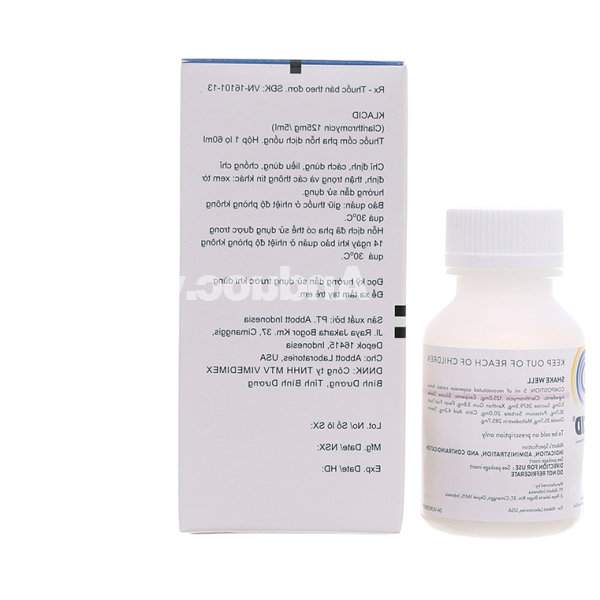 Cốm pha hỗn dịch uống Klacid 125mg/5ml trị nhiễm khuẩn chai 60ml