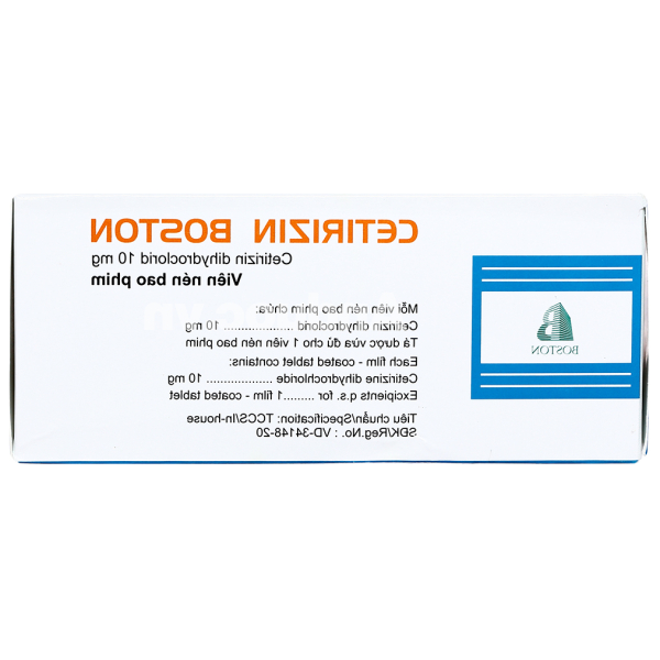 Cetirizin Boston 10mg trị viêm mũi dị ứng, mày đay (10 vỉ x 10 viên)