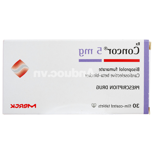 Concor 5mg trị tăng huyết áp, đau thắt ngực, suy tim mãn tính (3 vỉ x 10 viên)