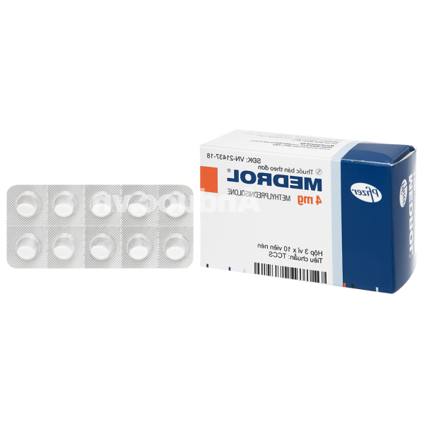 Medrol 4mg trị rối loạn nội tiết hoặc rối loạn không phải do nội tiết (3 vỉ x 10 viên)