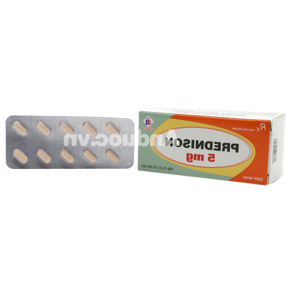 Prednison Domesco 5mg thuốc kháng viêm (10 vỉ x 10 viên)