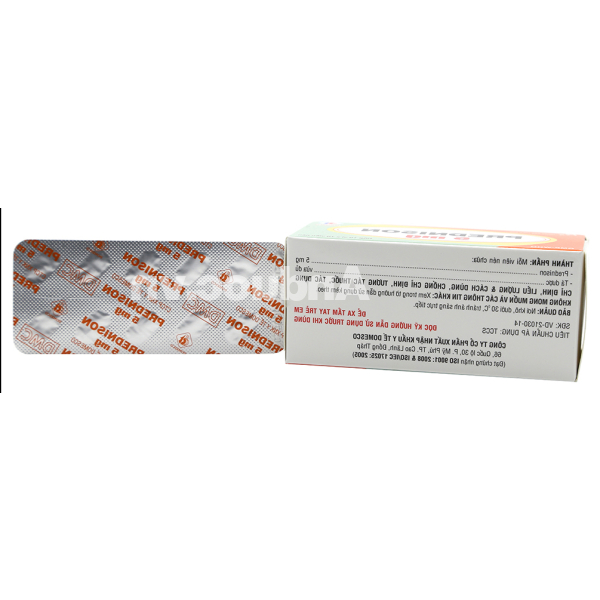 Prednison Domesco 5mg thuốc kháng viêm (10 vỉ x 10 viên)